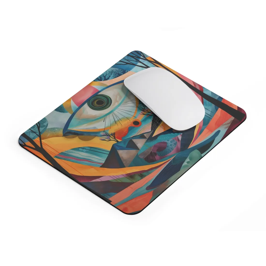 Surreal Landscape: Earthy Eye in Blue Hues - Mouse Pad