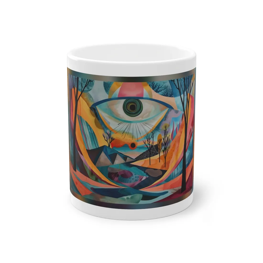Surreal Landscape: Earthy Eye in Blue Hues - Mug