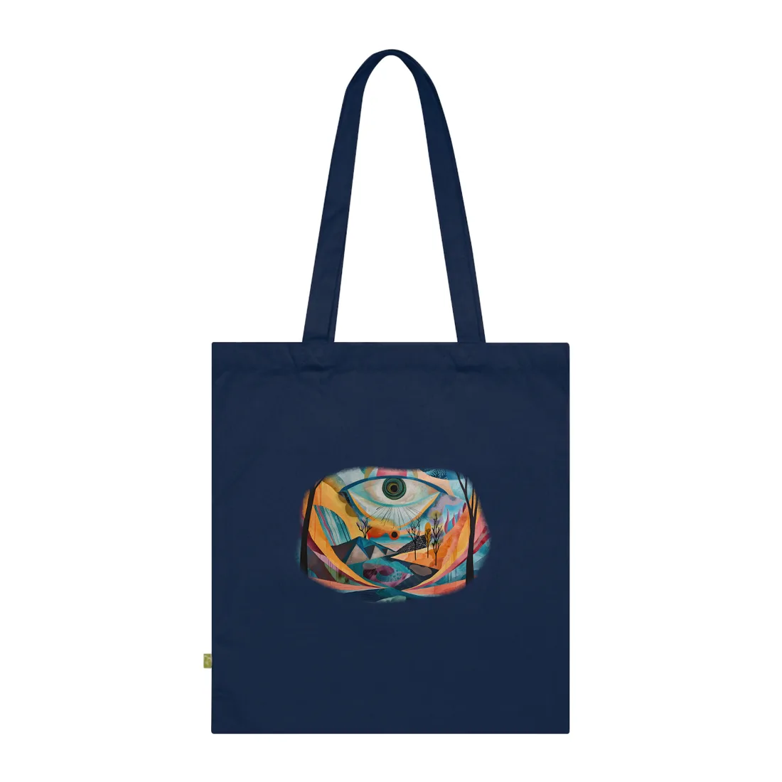 Surreal Landscape: Earthy Eye in Blue Hues - Tote Bag (French Navy)