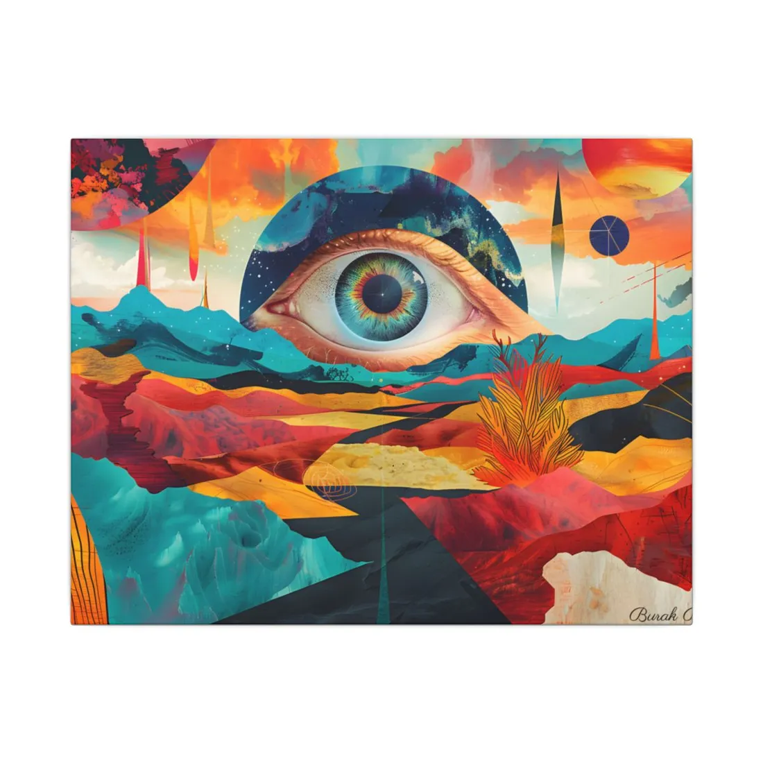 Surreal Landscape: Giant Eye in a Barren World - Canvas