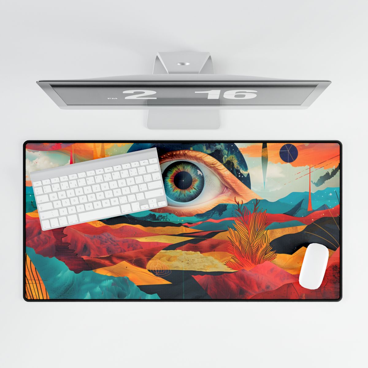Surreal Landscape: Giant Eye in a Barren World - Desk Mat