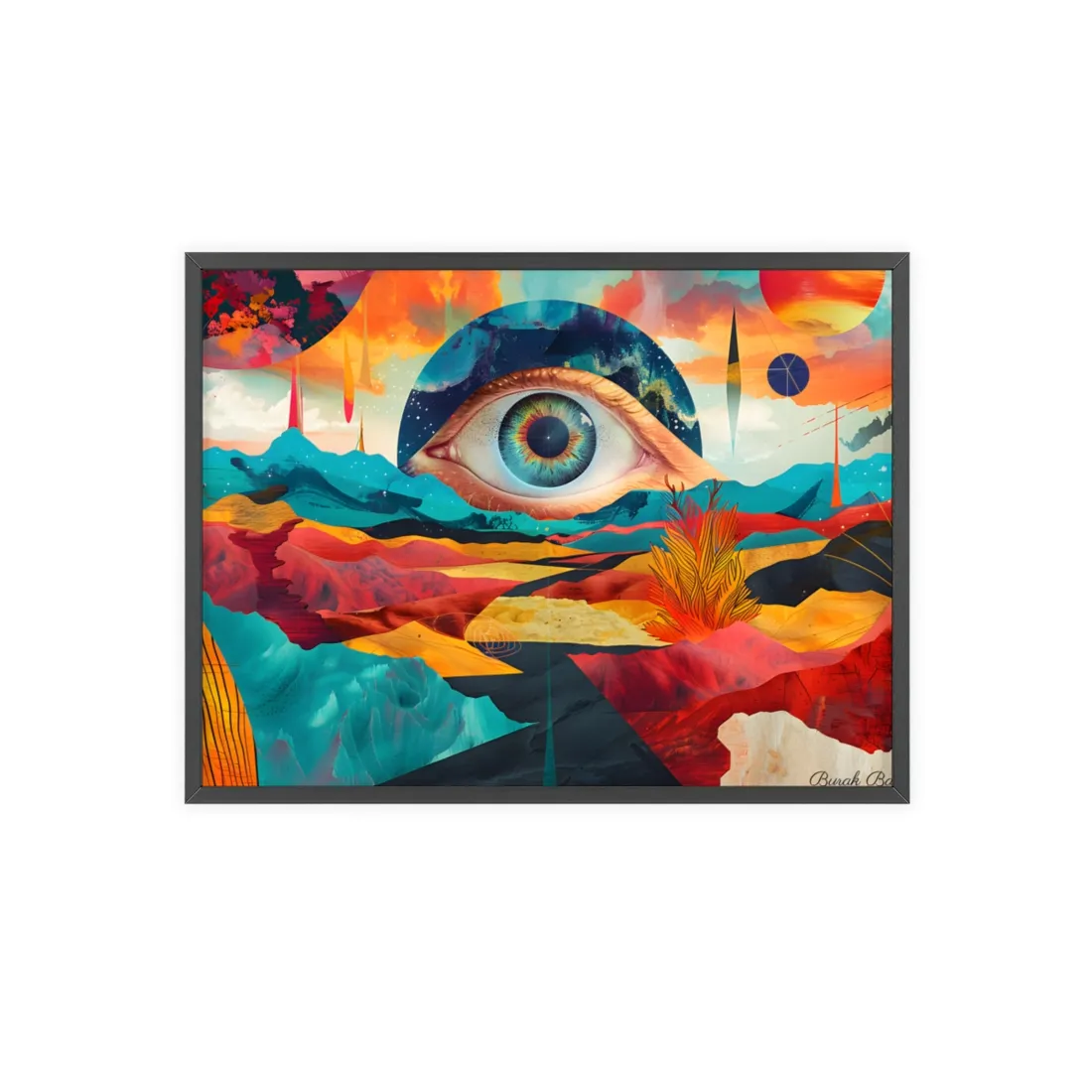 Surreal Landscape: Giant Eye in a Barren World - Framed Poster
