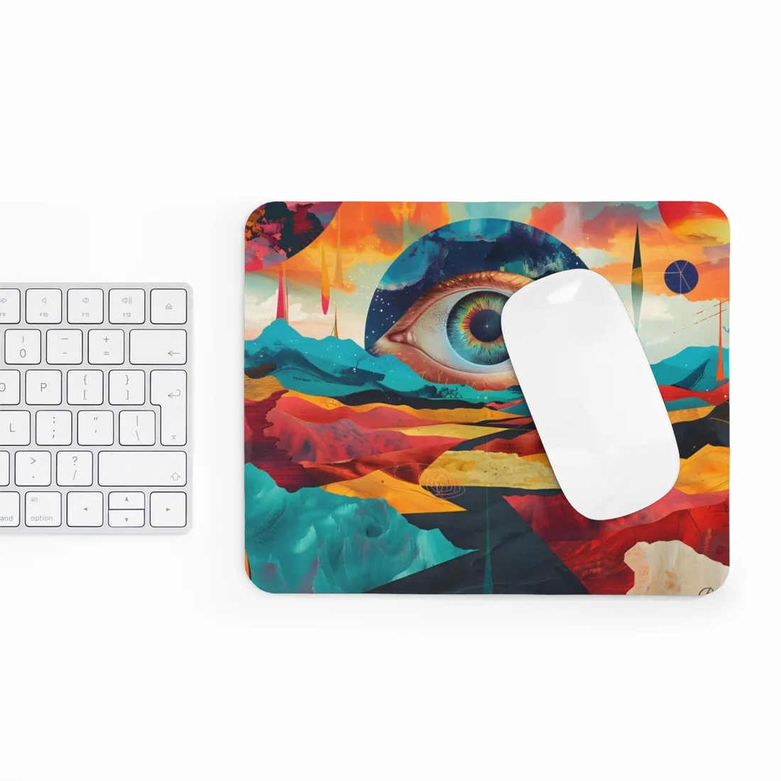 Surreal Landscape: Giant Eye in a Barren World - Mouse Pad