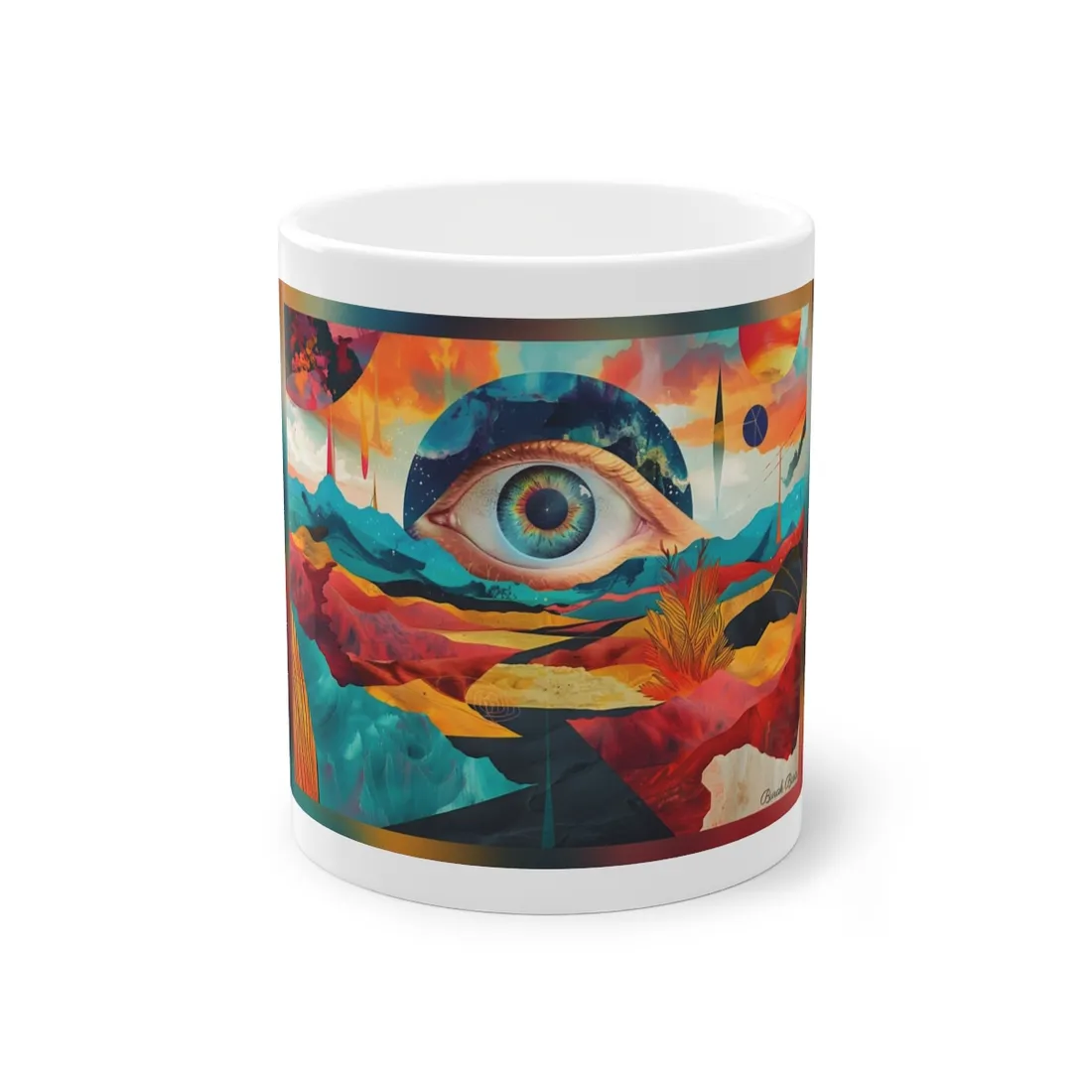Surreal Landscape: Giant Eye in a Barren World - Mug