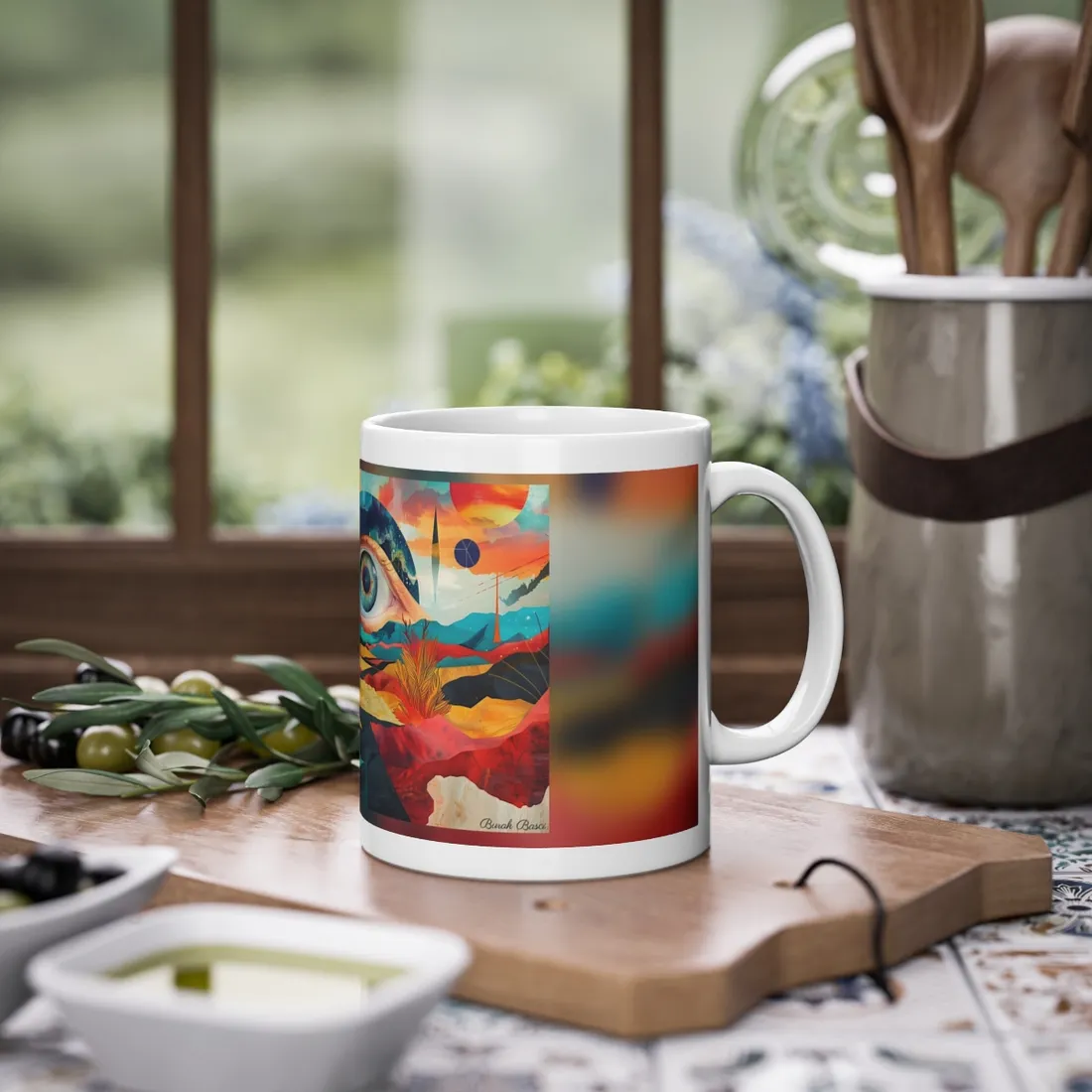 Surreal Landscape: Giant Eye in a Barren World - Mug