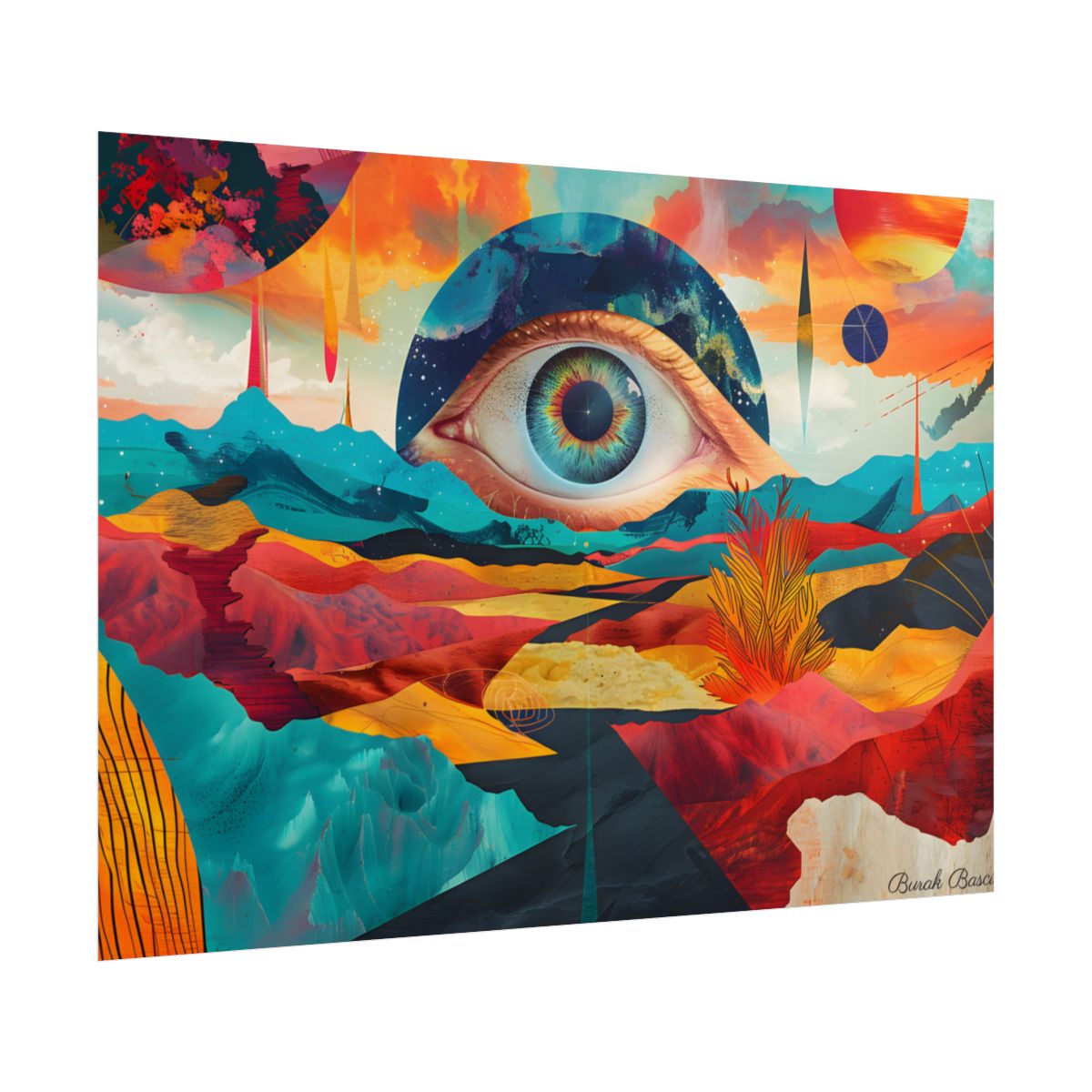 Surreal Landscape: Giant Eye in a Barren World - Poster