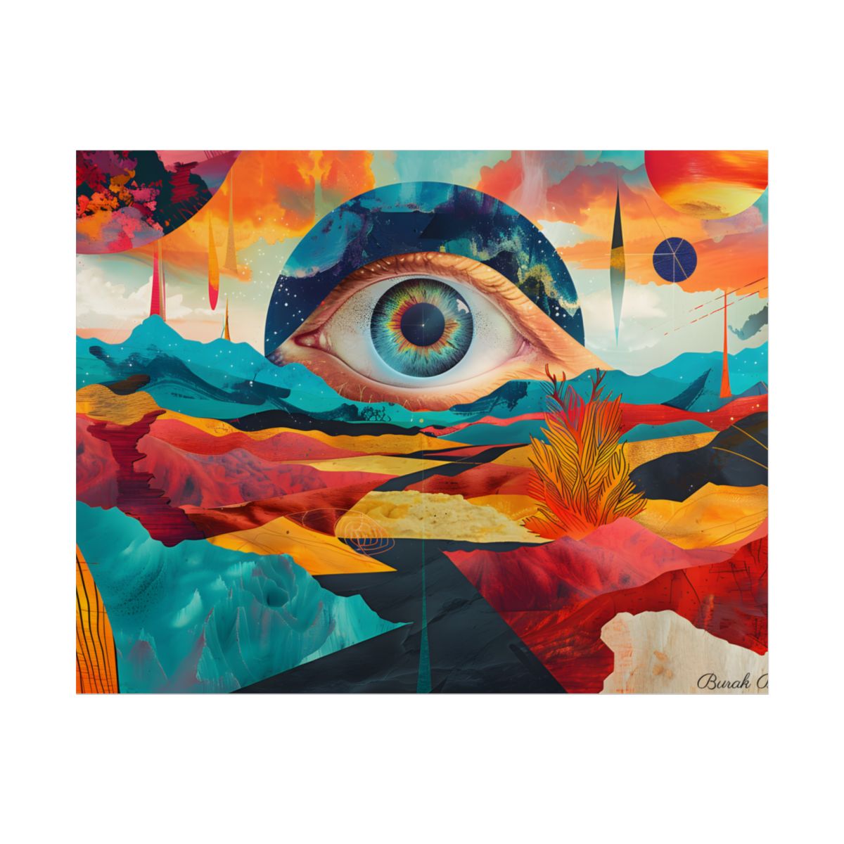 Surreal Landscape: Giant Eye in a Barren World - Poster