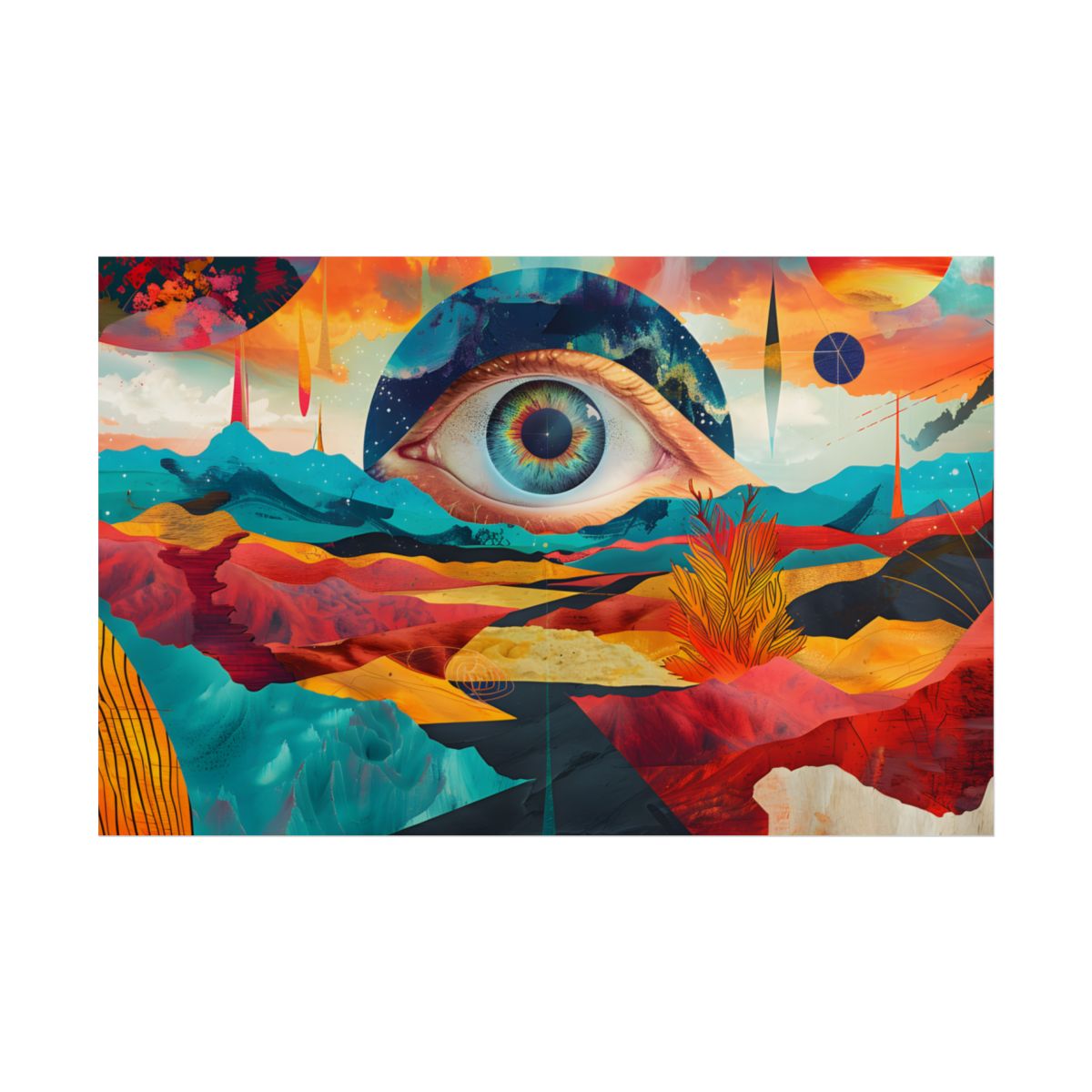 Surreal Landscape: Giant Eye in a Barren World - Poster