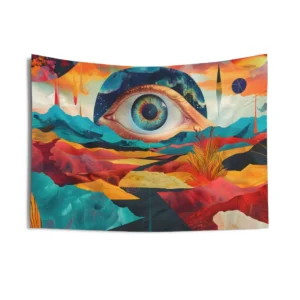 Eye over Colorful Landscape Wall Tapestry