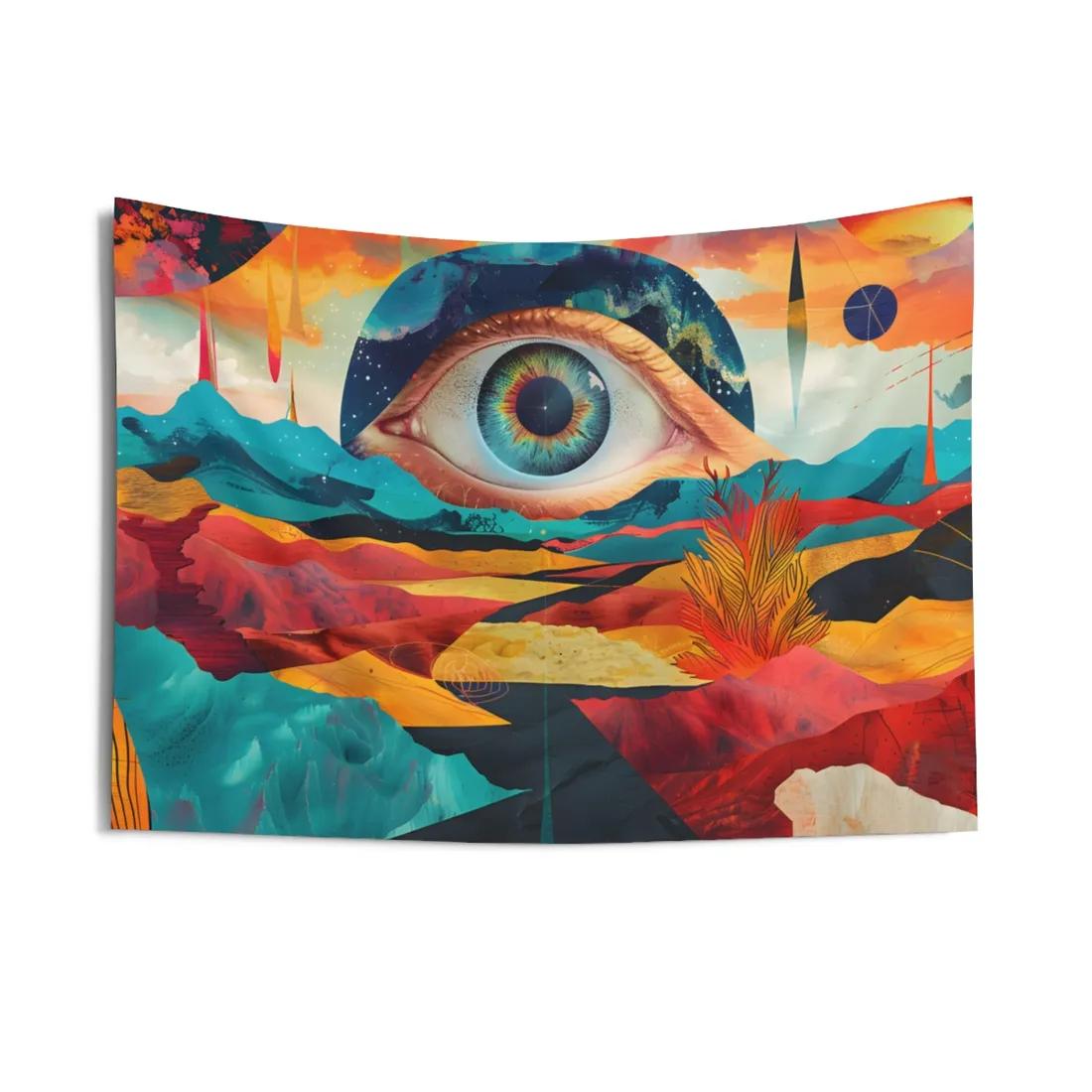Surreal Landscape: Giant Eye in a Barren World - Wall Tapestry