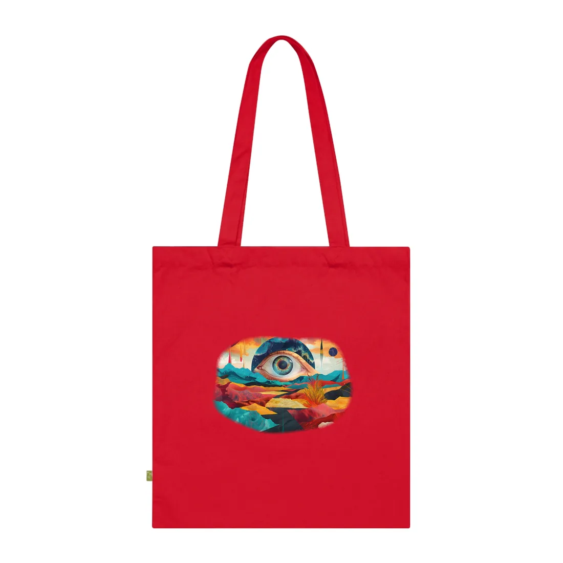Surreal Landscape: Giant Eye in a Barren World - Tote Bag (Classic Red)