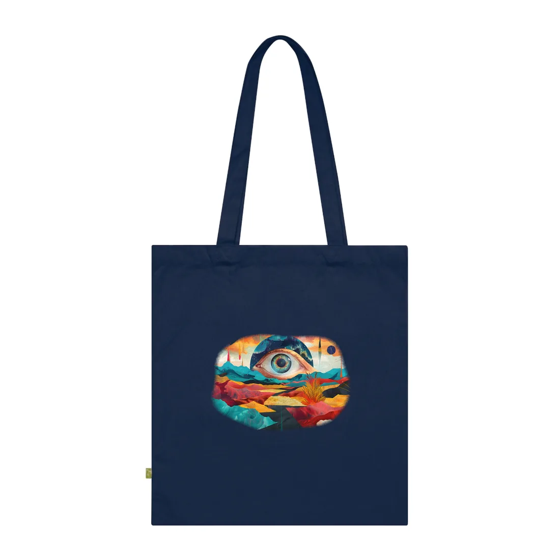 Surreal Landscape: Giant Eye in a Barren World - Tote Bag (French Navy)