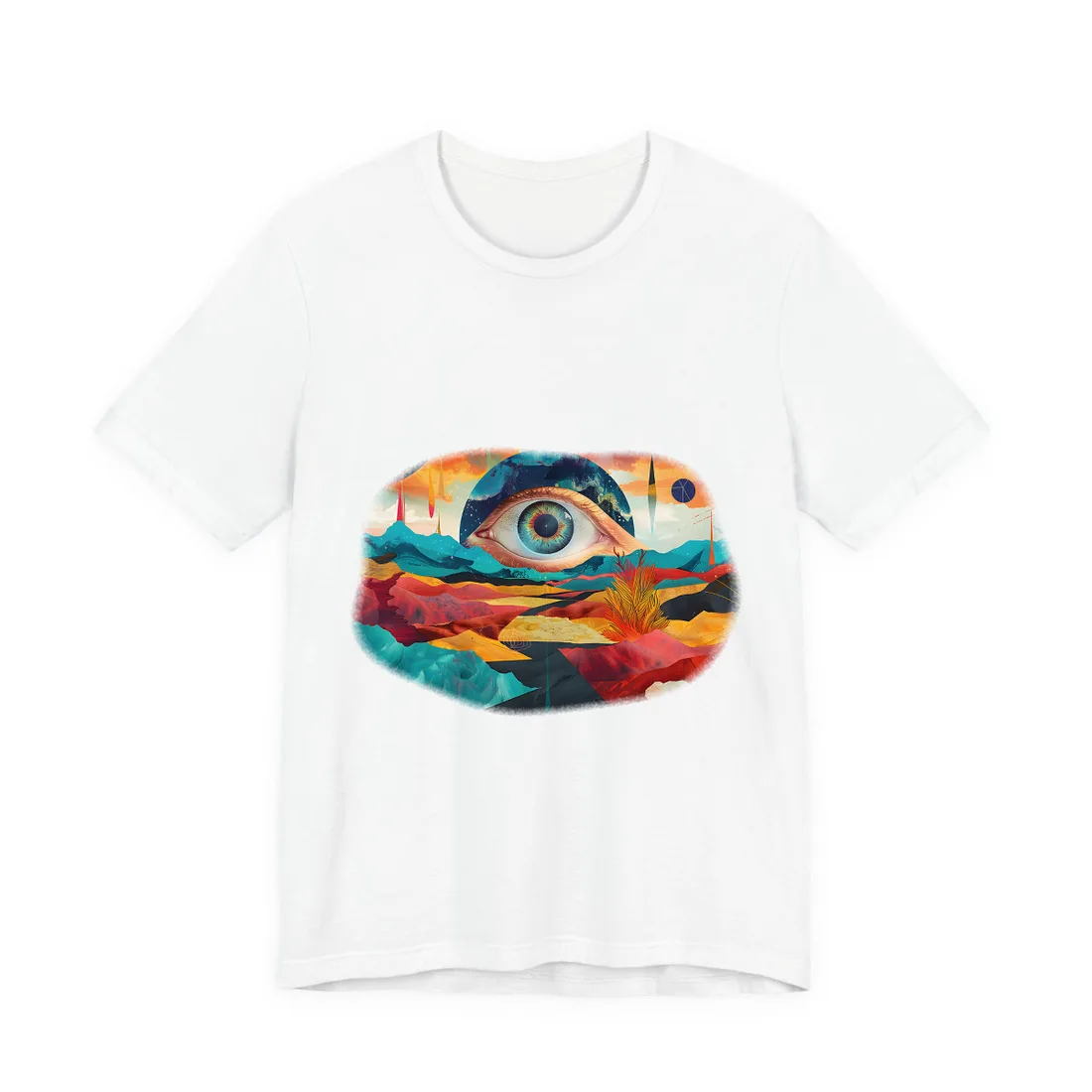 Surreal Landscape: Giant Eye in a Barren World - T-Shirt (White)