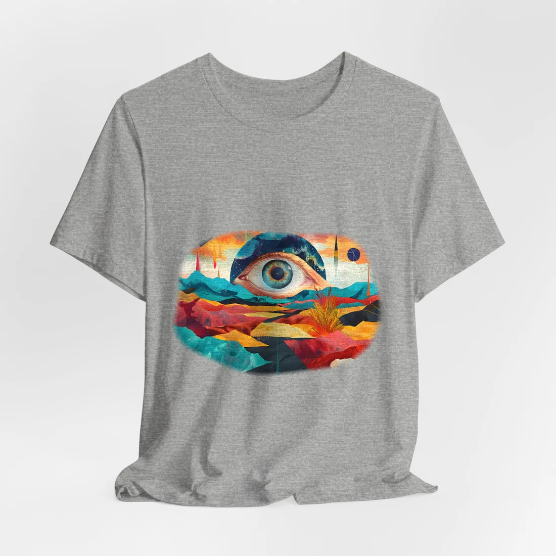 Surreal Landscape: Giant Eye in a Barren World - T-Shirt (Athletic Heather)
