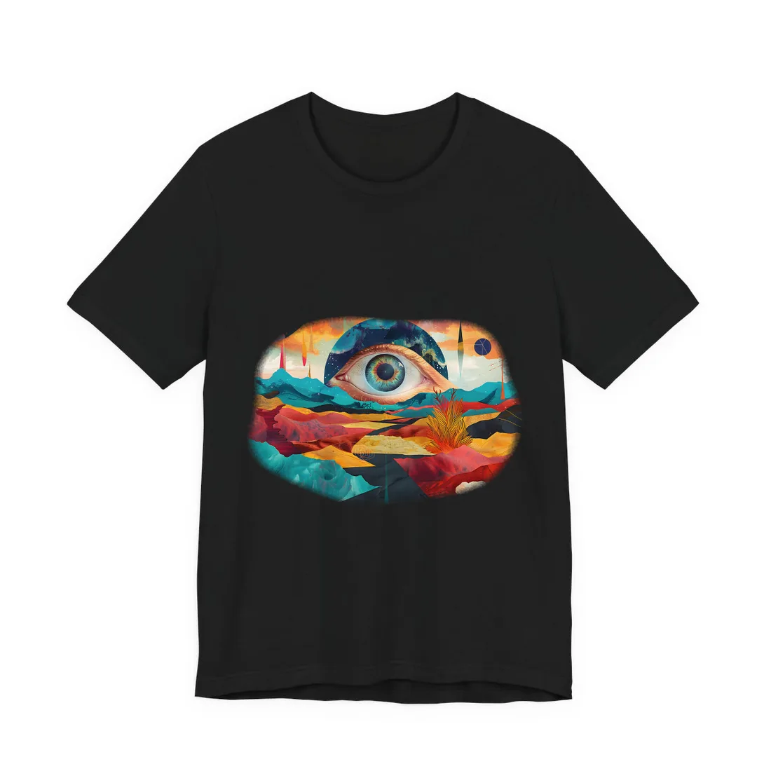Surreal Landscape: Giant Eye in a Barren World - T-Shirt (Black)