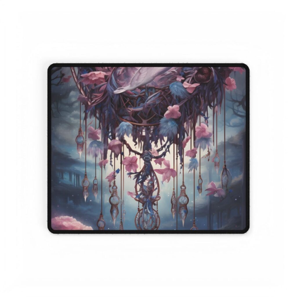 Surreal Landscape: Serene Tree in Vast Sky - Desk Mat