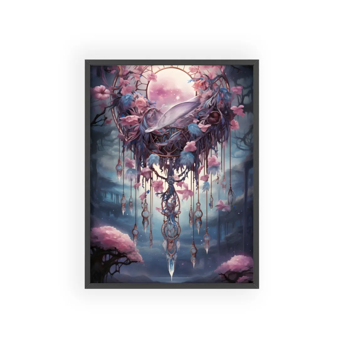 Surreal Landscape: Serene Tree in Vast Sky - Framed Poster