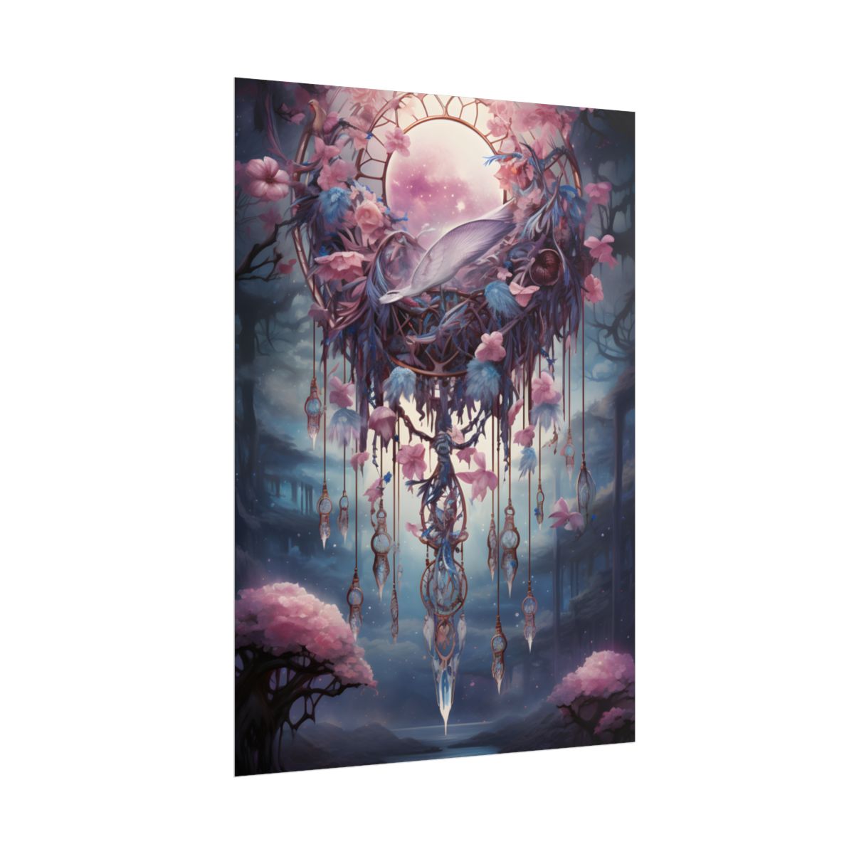 Surreal Landscape: Serene Tree in Vast Sky - Poster