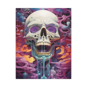Melting Skull with Blue Slime Canvas Print