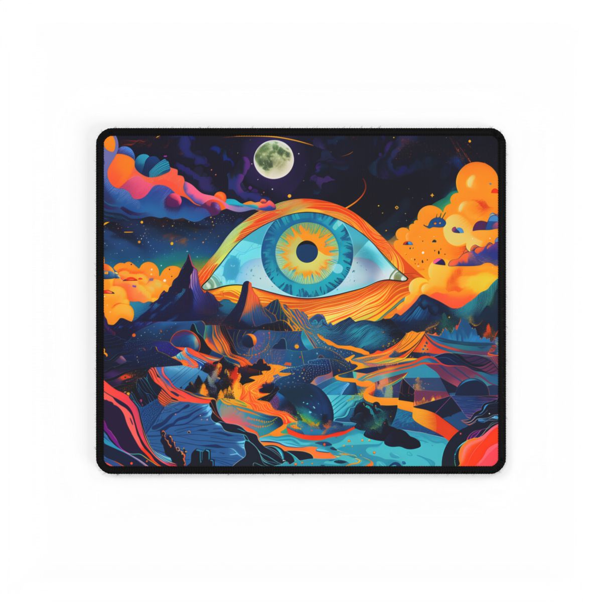 Surreal Landscape with Giant Eye: Mysterious Artwork - Desk Mat