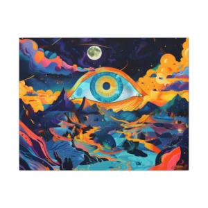Giant Eye over Colorful Landscape Canvas Print