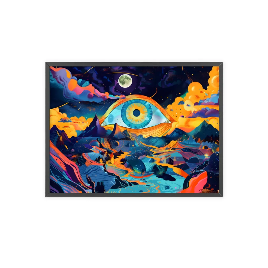 Surreal Landscape with Giant Eye: Mysterious - Framed Poster