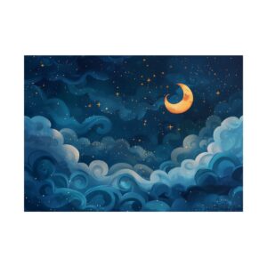 Smiling Crescent Night Sky Poster