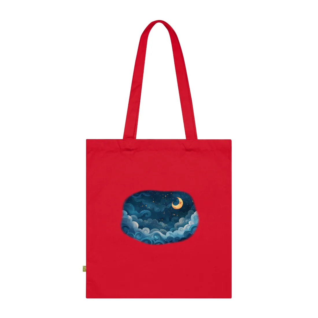 Surreal Night Sky Dreamscape: Whimsical Stars and Clouds Art - Tote Bag (Classic Red)