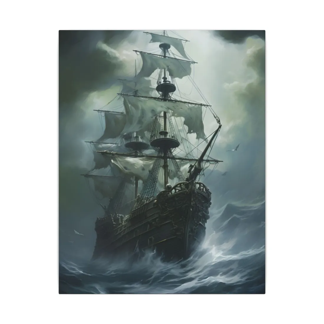 Surreal Pirate Ghost Ship Sailing Ocean - Canvas