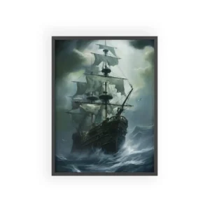 Tall Ship in Storm Framed Poster