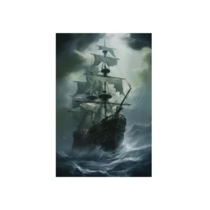 Tall Ship in Storm Metal Poster