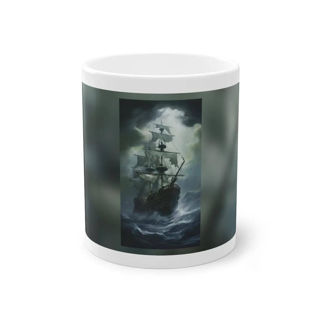 Surreal Pirate Ghost Ship Sailing Ocean - Mug