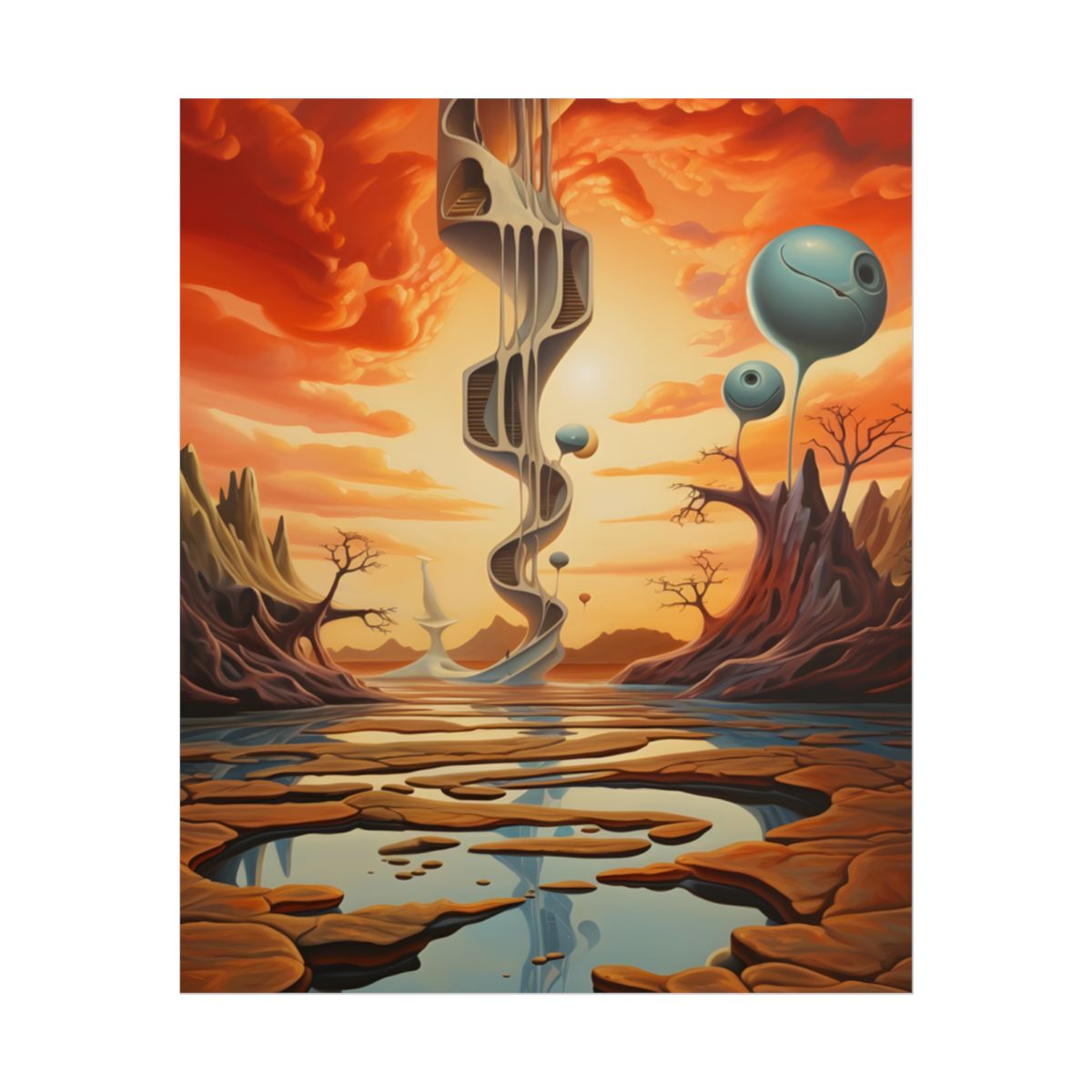 Surreal Psychedelic Dreamscapes: Vibrant Artwork - Poster