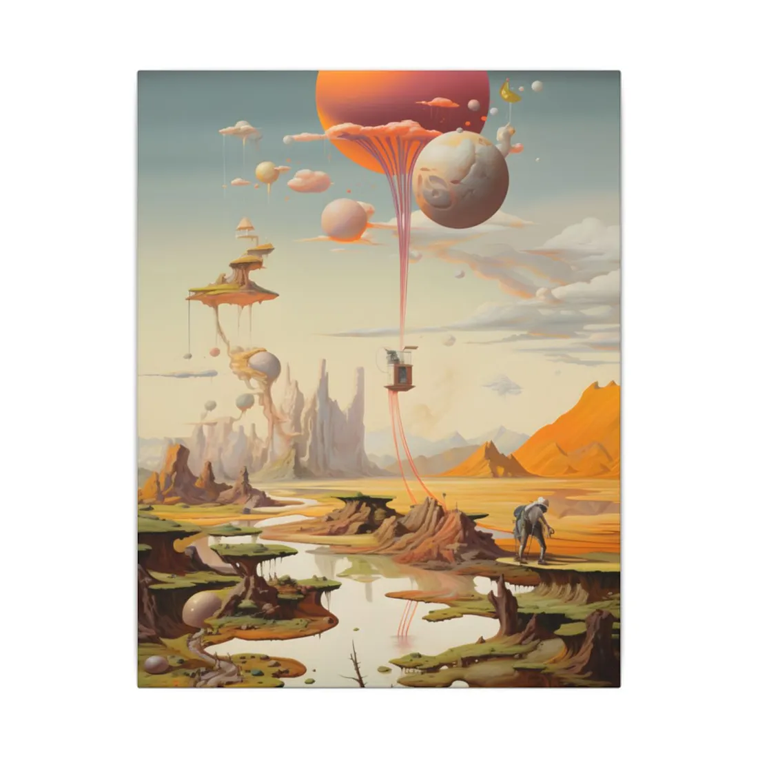 Surreal Psychedelic Dreamworld: Warm Toned Art - Canvas