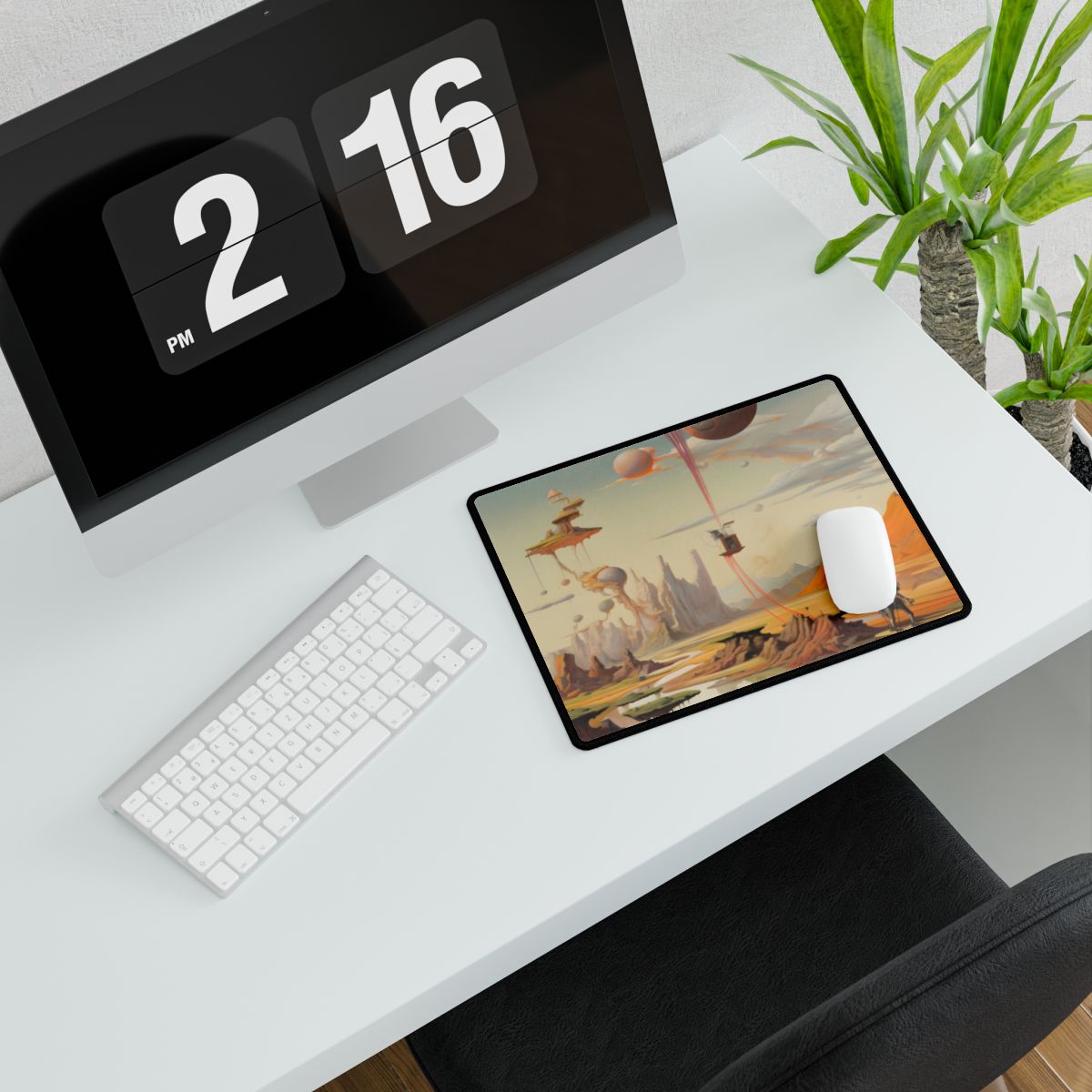 Surreal Psychedelic Dreamworld: Warm Toned Art - Desk Mat
