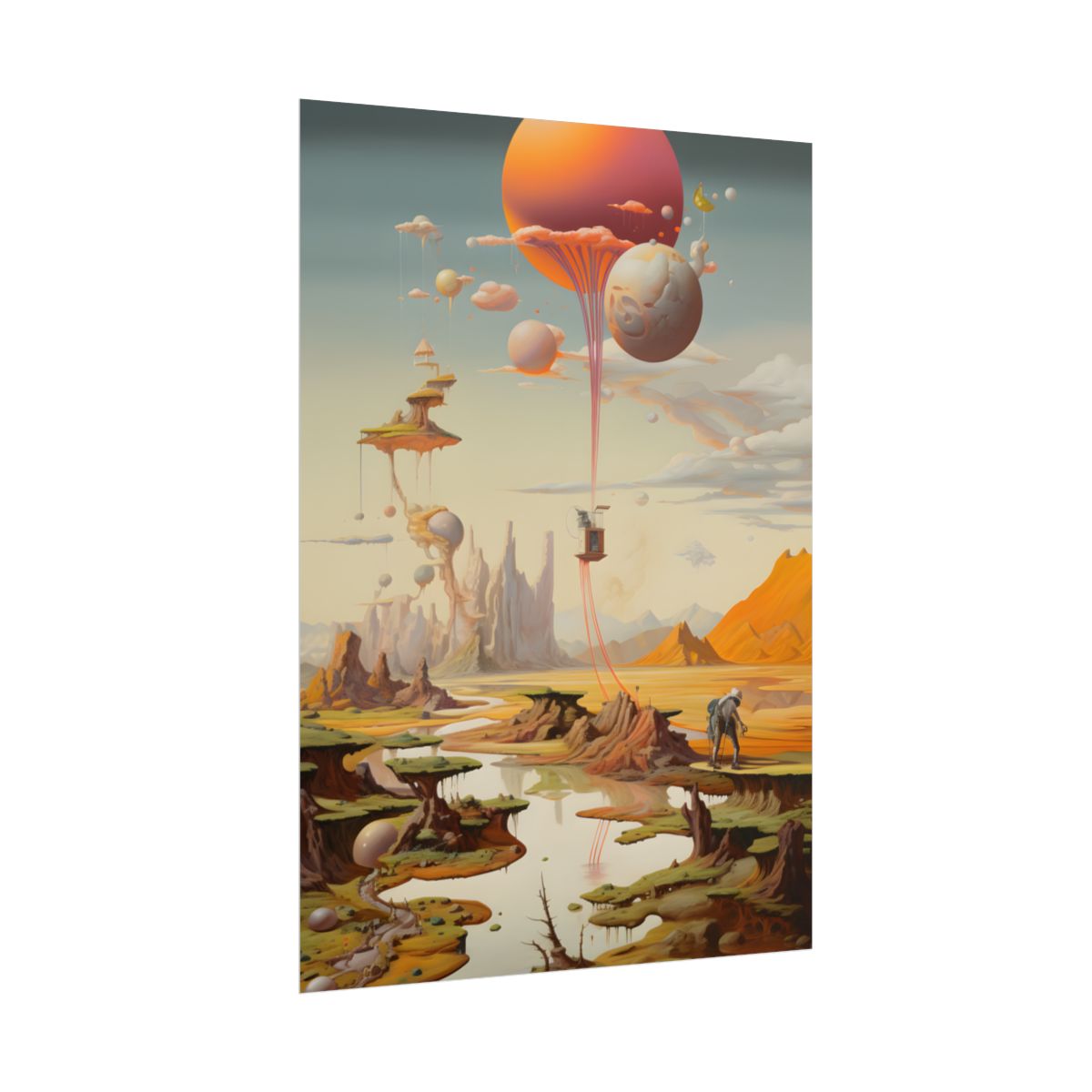 Surreal Psychedelic Dreamworld: Warm Toned Art - Poster