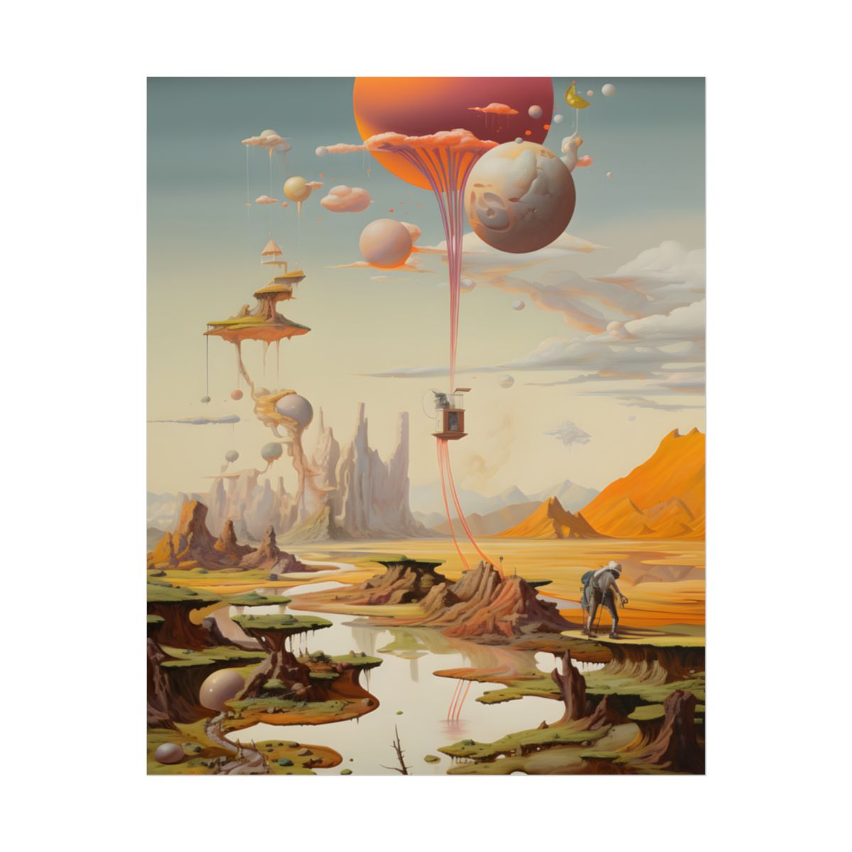 Surreal Psychedelic Dreamworld: Warm Toned Art - Poster