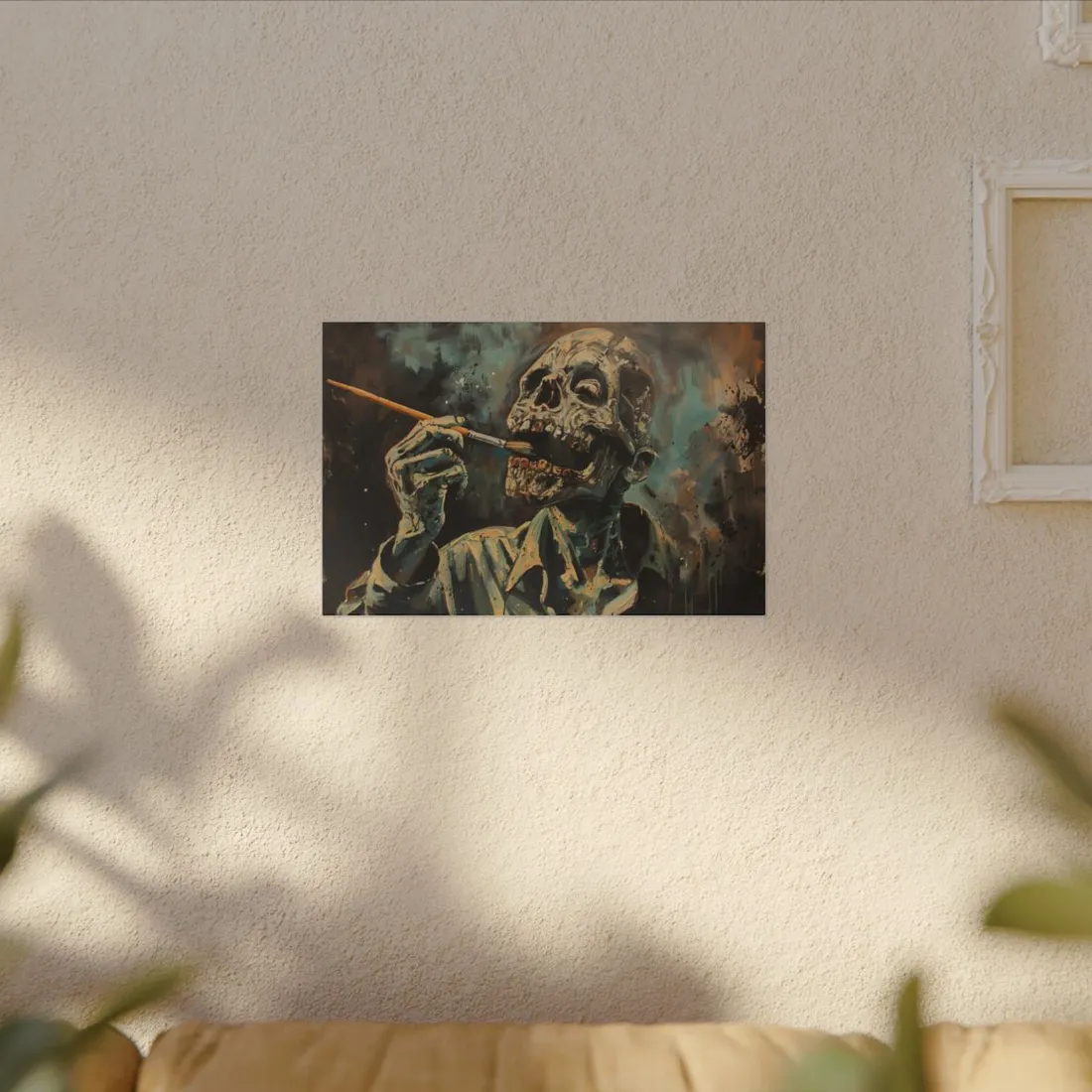 Surreal Zombie Painter: Unique Artwork in Progress - Canvas