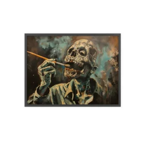 Skeleton Holding a Paintbrush Framed Poster