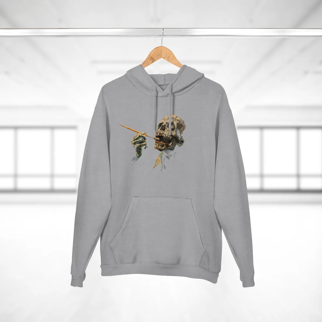 Surreal Zombie Painter: Unique Artwork in Progress - Hoodie (Heather Grey)