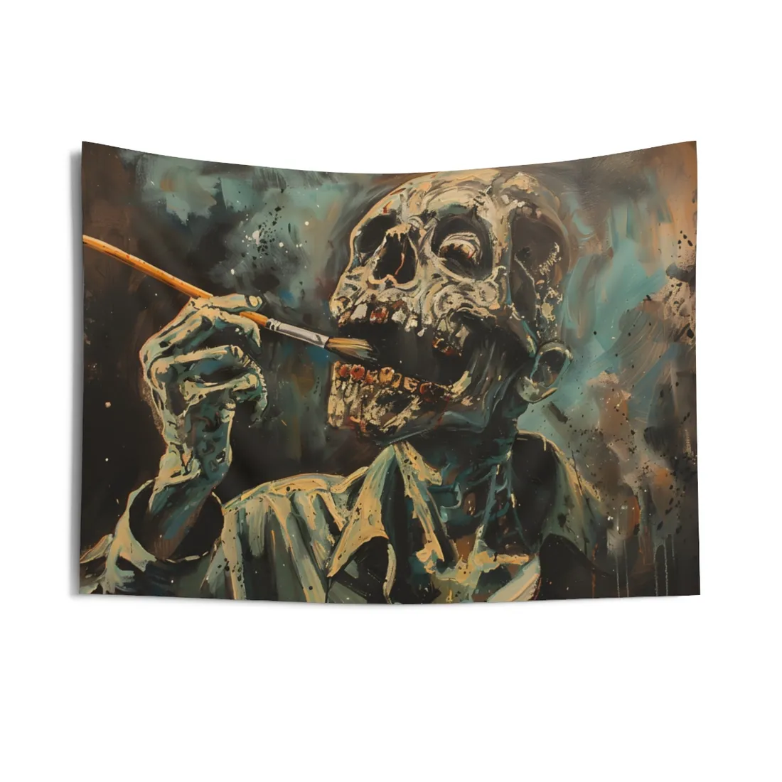 Surreal Zombie Painter: Unique Artwork in Progress - Wall Tapestry