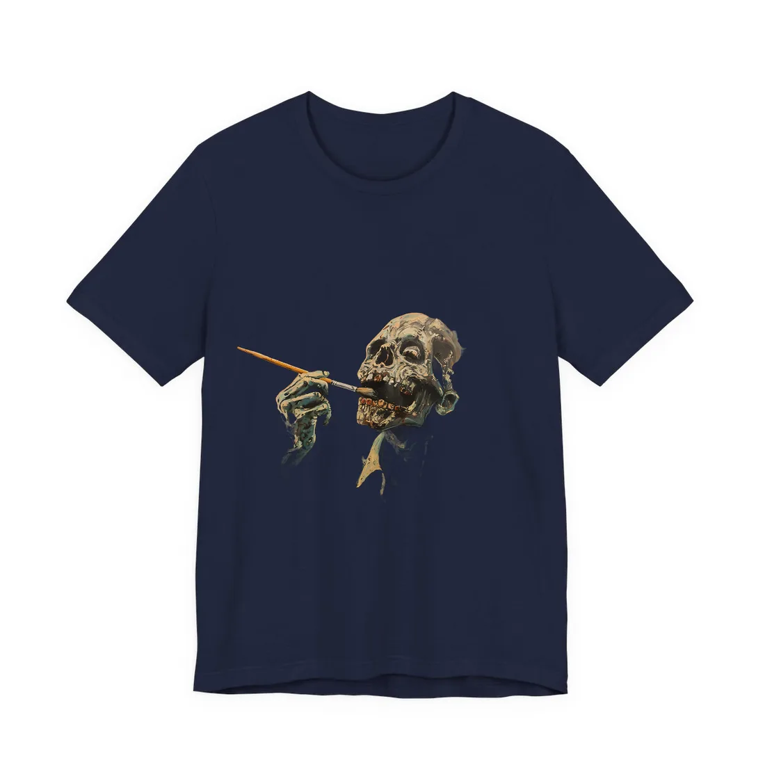 Surreal Zombie Painter: Unique Artwork in Progress - T-Shirt (Navy)