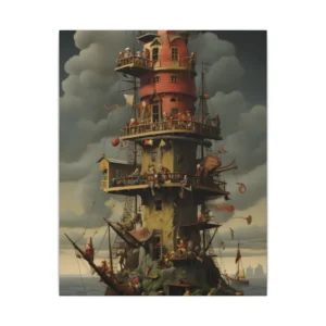 Tower Ship on Stormy Sea Canvas Print