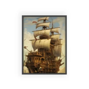 Ornate Wooden Sailing Ship Framed Poster