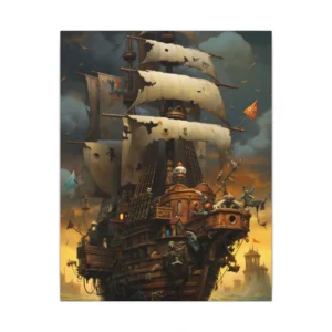 Pirate Ship at Sunset Canvas Print