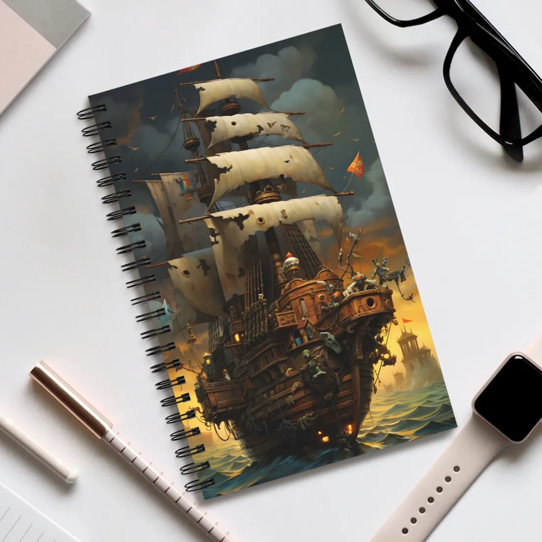 Swashbuckling Time Travelers: Maritime Adventure - Spiral Notebook