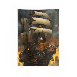Pirate Ship at Sea: Dramatic Sailing Adventure Wall Tapestry
