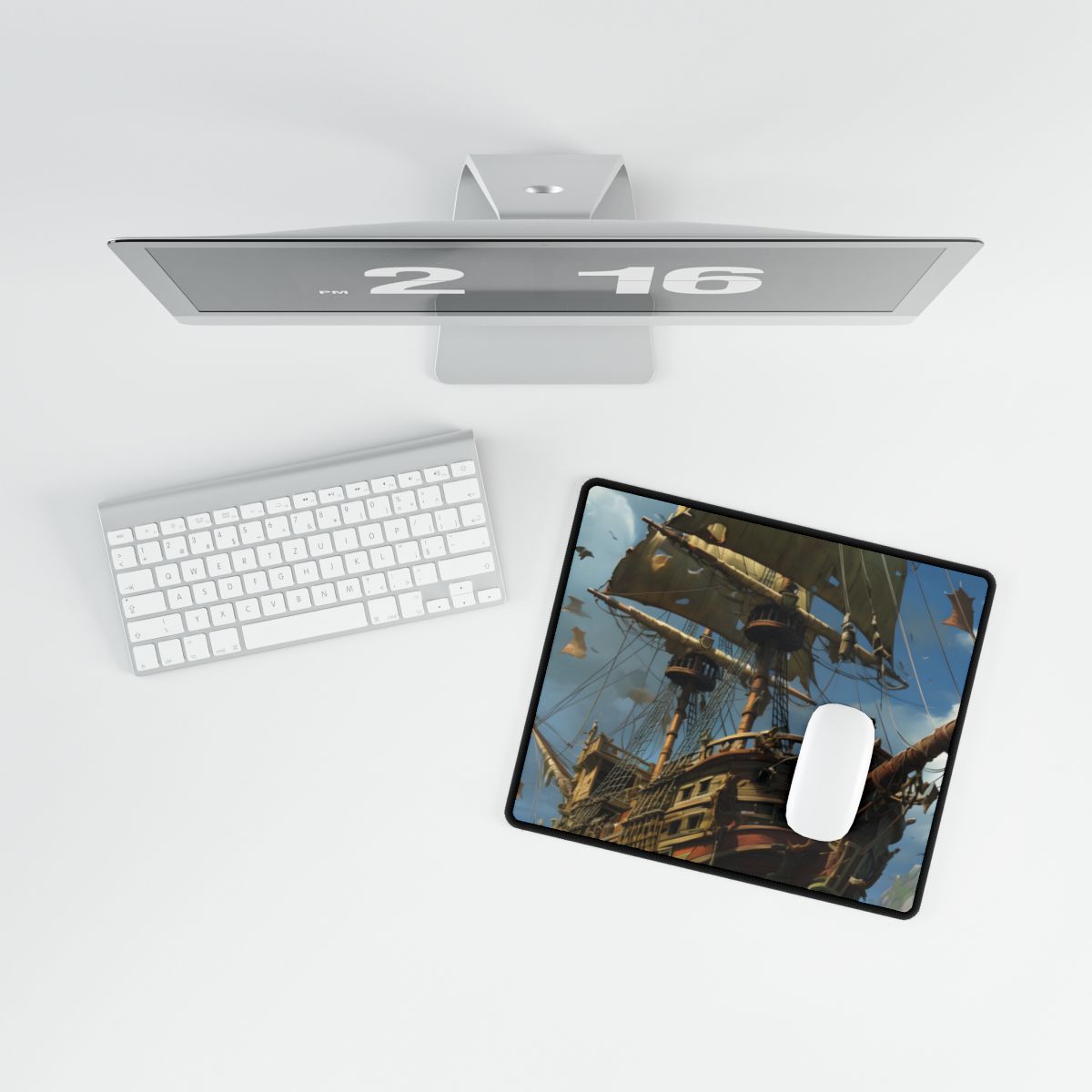 Swashbuckling Time-Traveling Pirate Crew: Colorful Artwork - Desk Mat