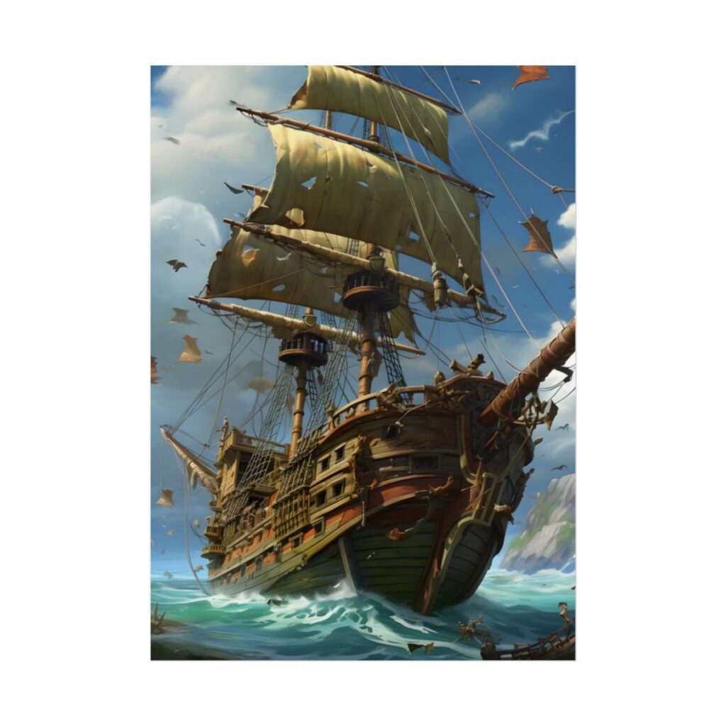 Swashbuckling Time-Traveling Pirate Crew: Colorful Artwork - Poster