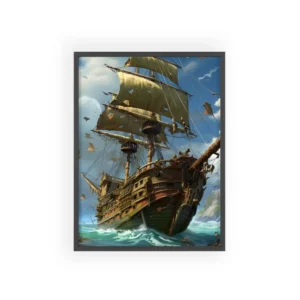 Galleon on Stormy Seas Framed Poster